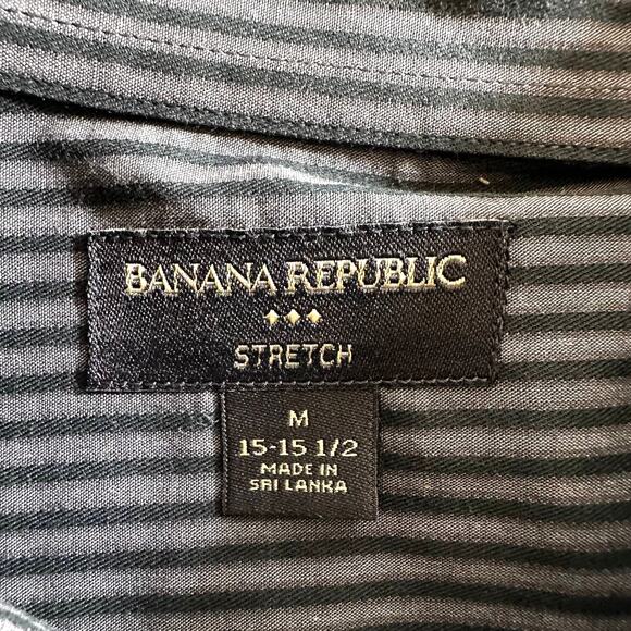 Banana Republic Men's Stretch Striped Button Up Shirt Gray Size Medium 15- 15.5 - Picture 5 of 7